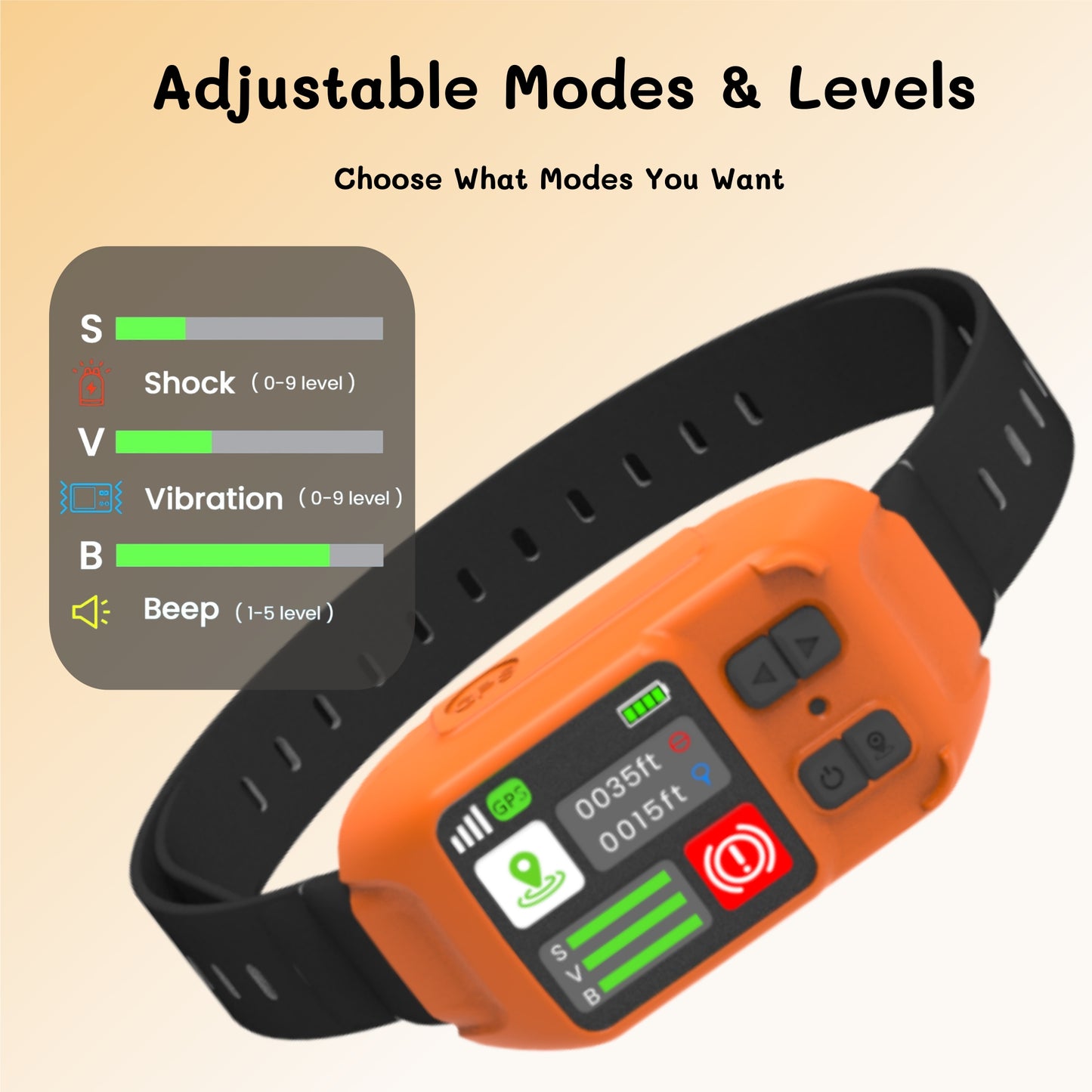 GPS Wireless Dog Fence System, Safe Zone Radius 49-6561Ft, IPX7 Waterproof Wireless Dog Collar, Electric Fence for Dogs with Adjustable Warning Strength Orange