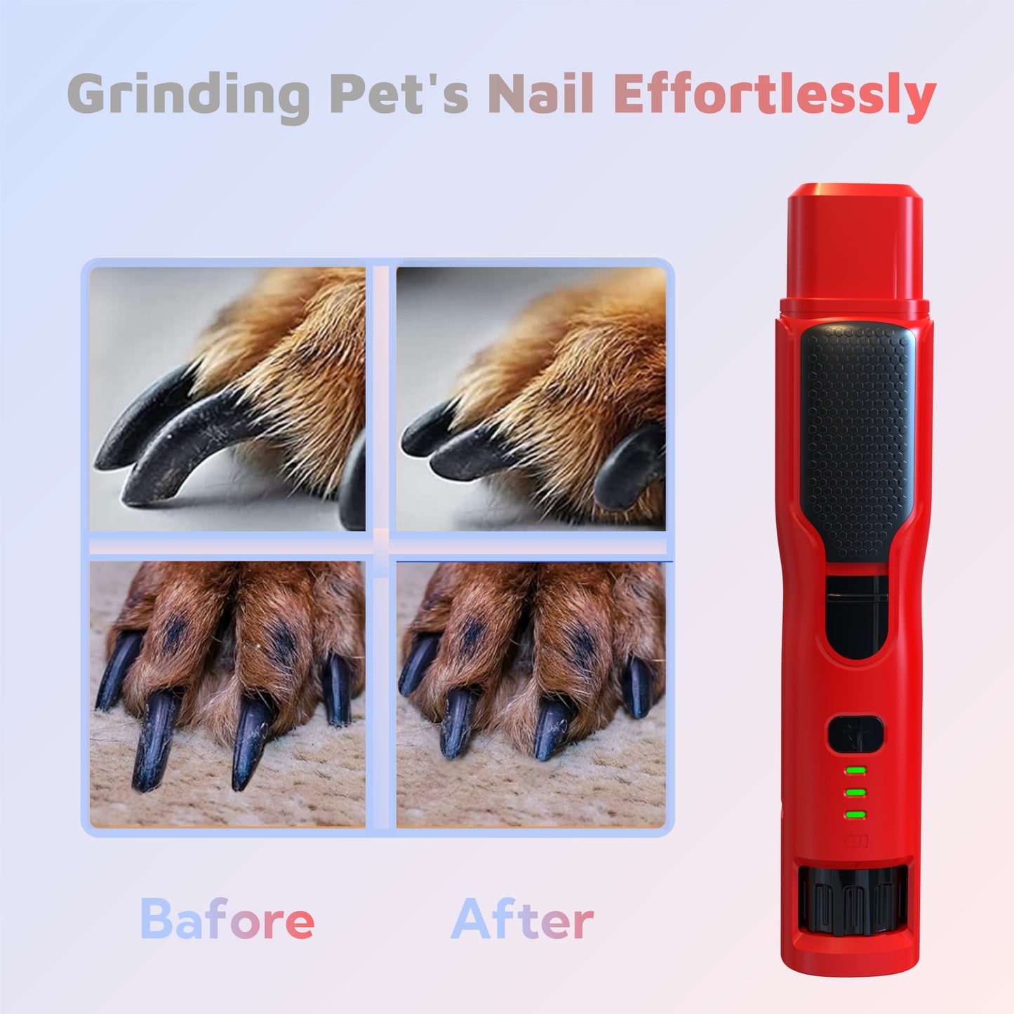 7-Speed Dog Nail Grinder - Pet Nail Trimmers with LED Lights for Large Medium Small Dogs Rechargeable Electric Cat Nail Grinder with Dust Cap Professional 3 Ports