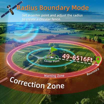 GPS Wireless Dog Fence System, Custom Polygon Boundary Electric Fence for Dogs with Adjustable Warning Strength, Safe Zone Radius 49-6561Ft, IPX7 Waterproof Invisible Fence