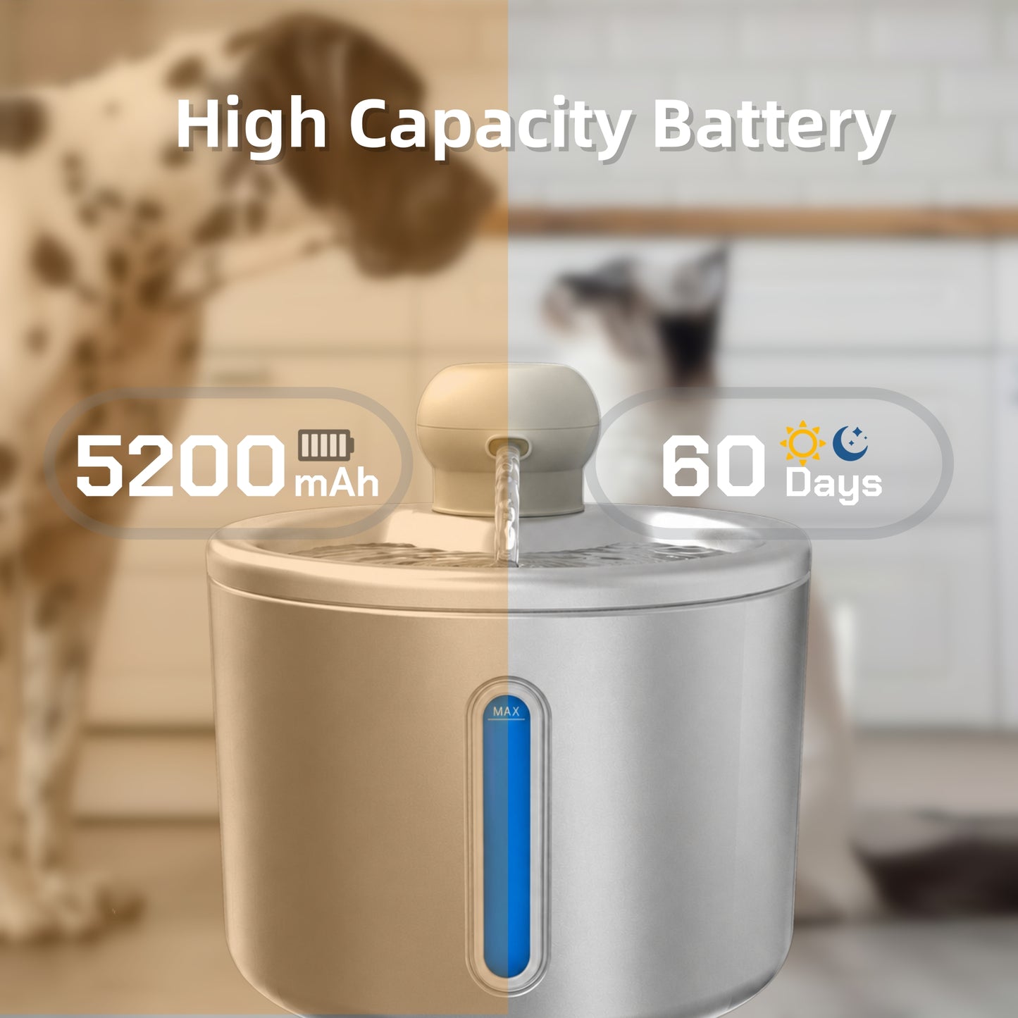 Wireless Cat Water Fountain, Stainless Steel 3.5L Automatic Dog Water Dispenser, 5000mAh Battery, Motion Sensor, Cordless Pet Fountain