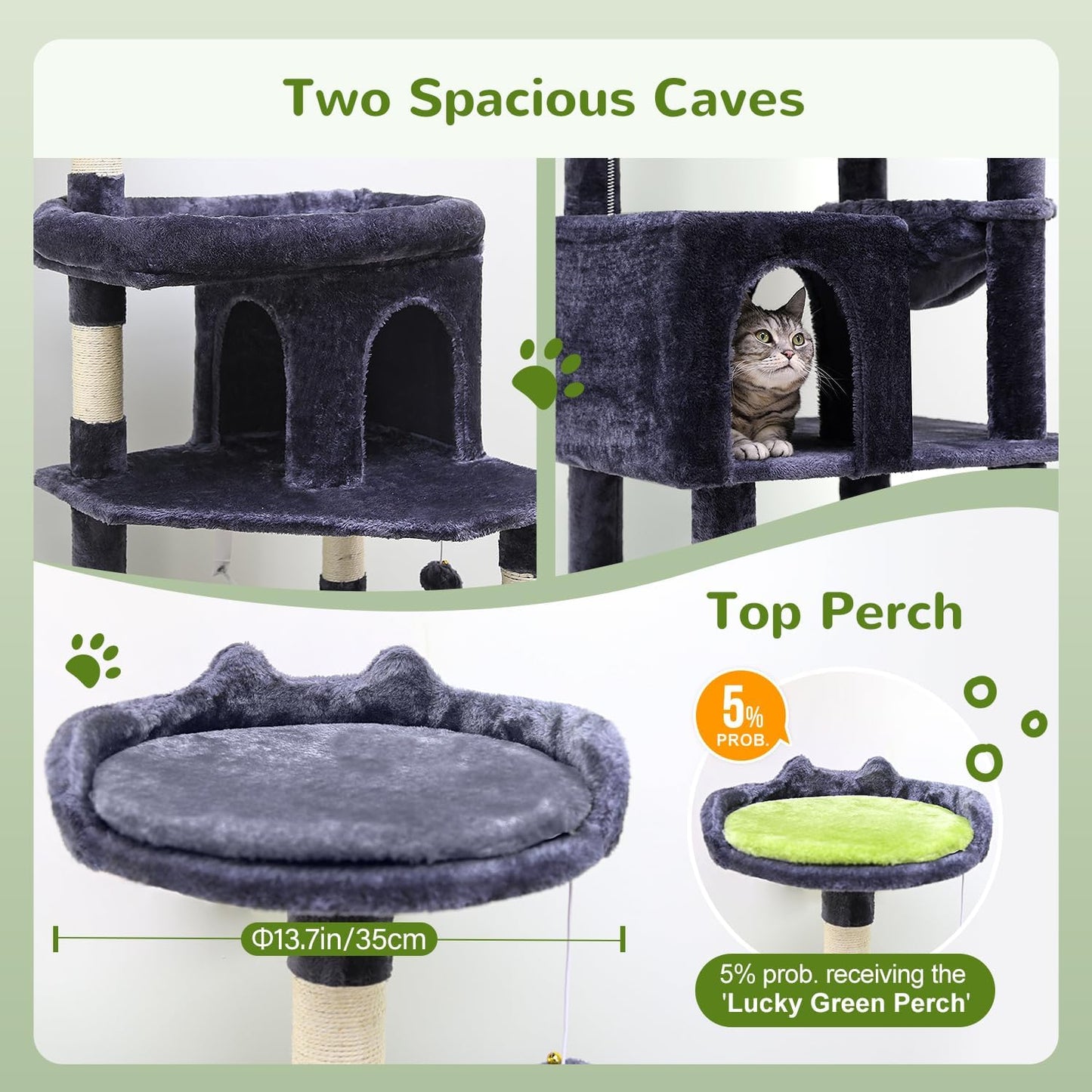 Cat Trees for Large Cats, Sturdy Cat Tree Multi-Level Large Cat Furniture Heavy Duty Cat Tower with 6 Scratching Posts, Hammock