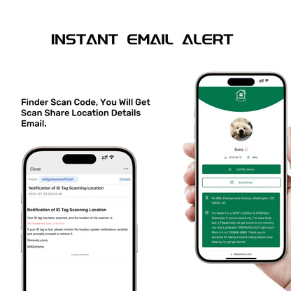 QR Code Pet ID Tags - Stainless Steel Dog Tags and Cat Tags, Modifiable Online Pet Profile, Scan QR Receive Instant Pet Location Alert Email