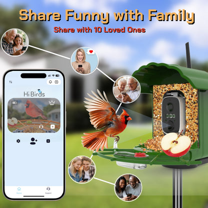 Smart Bird Feeder with Camera Solar-Powered, 1.5L Large Capacity, AI Bird Identification for 13,000+ Species, Auto Capture & Real-Time Notifications