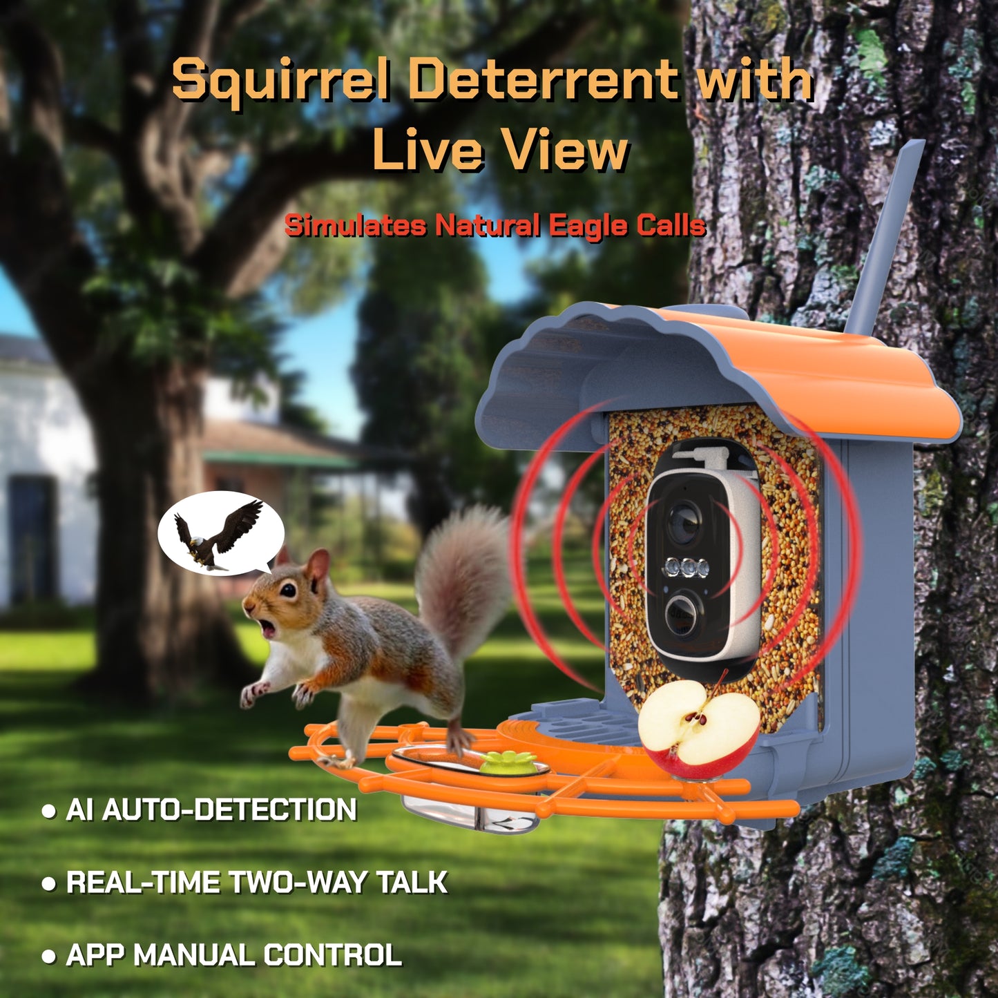 Smart Bird Feeder with Camera Solar-Powered, 1.5L Large Capacity, AI Bird Identification for 13,000+ Species, Auto Capture & Real-Time Notifications
