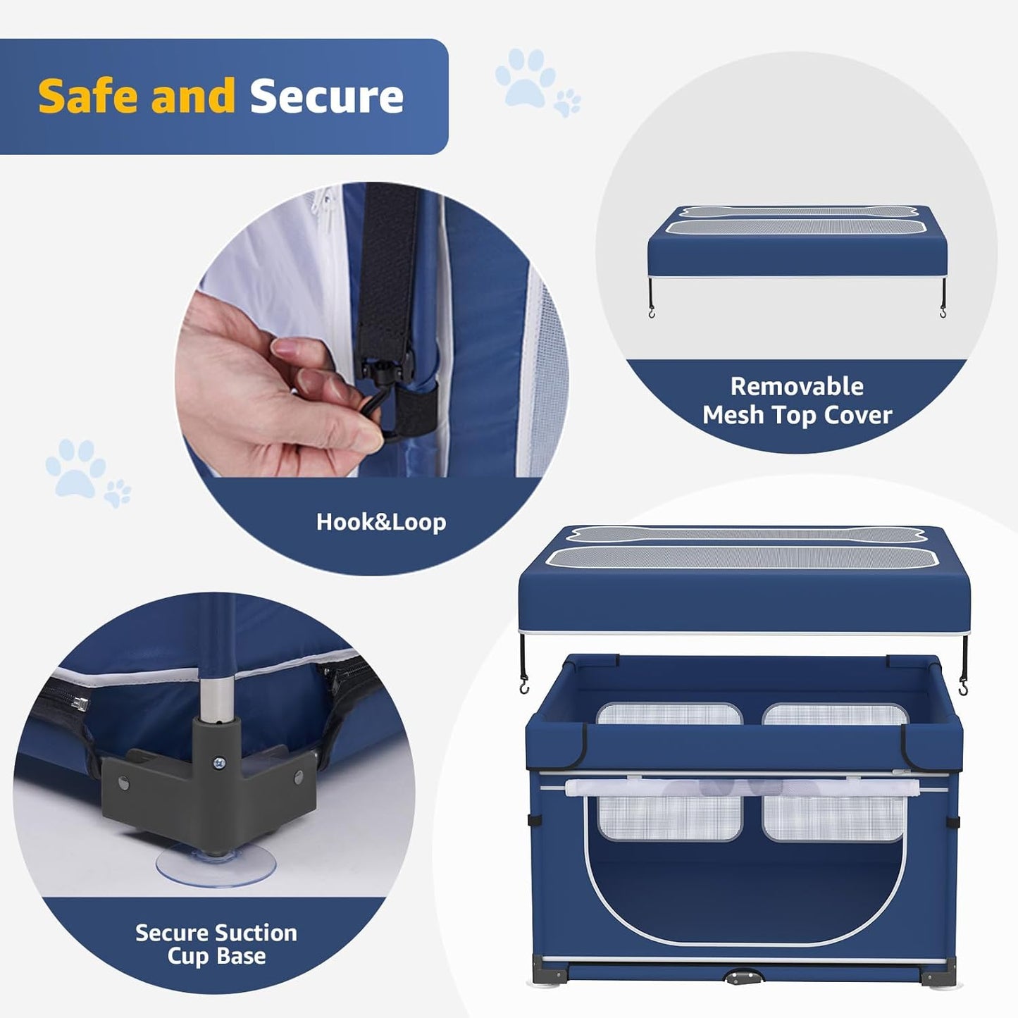 Foldable Dog Playpen Sturdy Reinforced Steel Pet Playpen for Indoor & Outdoor, Sturdy Safety Dog Pen with Thickened Fabric 25"x25"