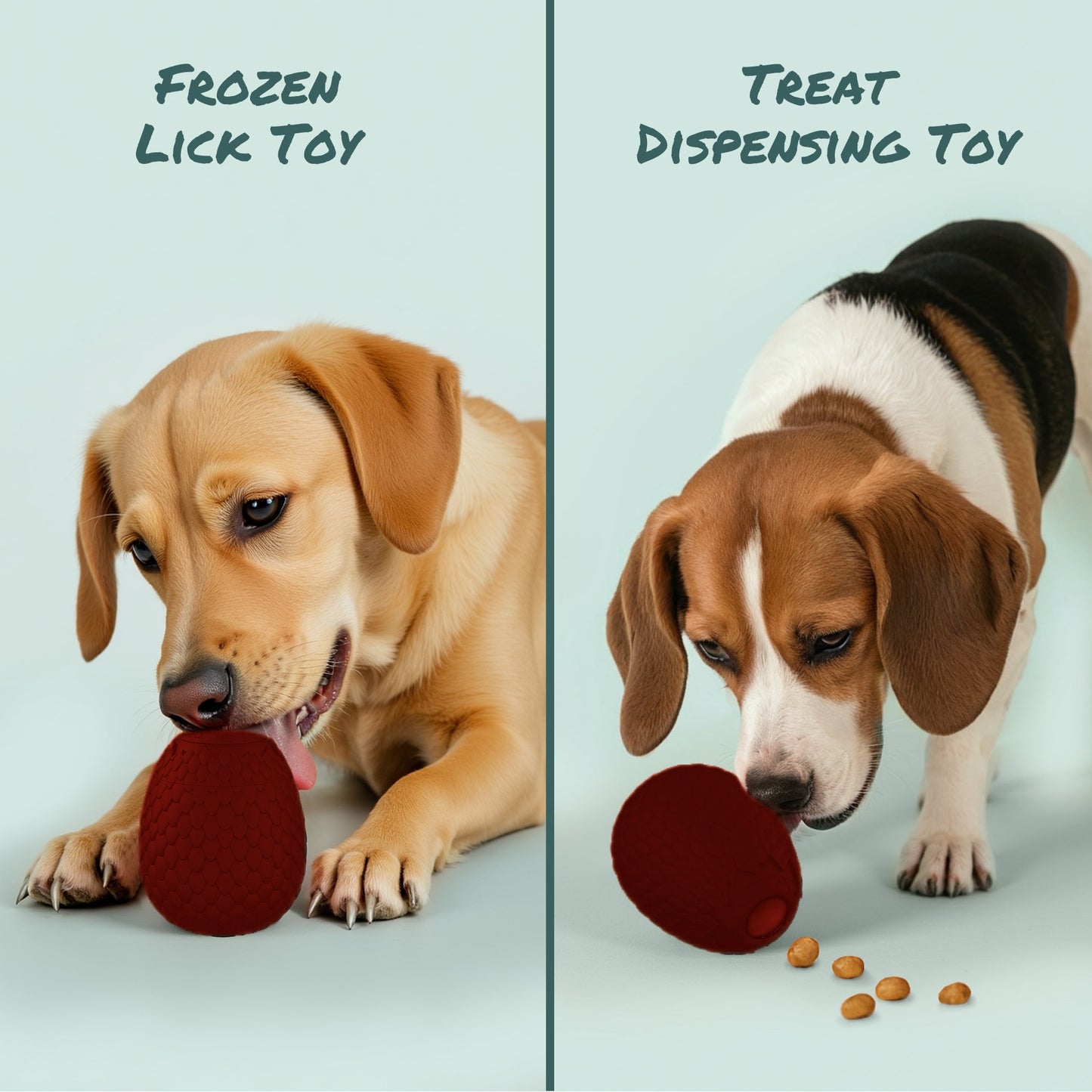 Treat Dispensing Dog Chew Toy – Freezable Fillable Rubber Enrichment Lick Toy with Dragon Egg Design, Long-Lasting Interactive Puzzle Toy for Dogs to Keep Them Busy (Red)