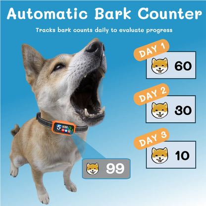 Smart Bark Collar for Dog 8-120lbs, 2026 AI-Powered Bark Detection Collar with Bark Counter & 5 Adjustable Sensitivity, Waterproof Automatic Shock Collar for Small Medium Large Dogs