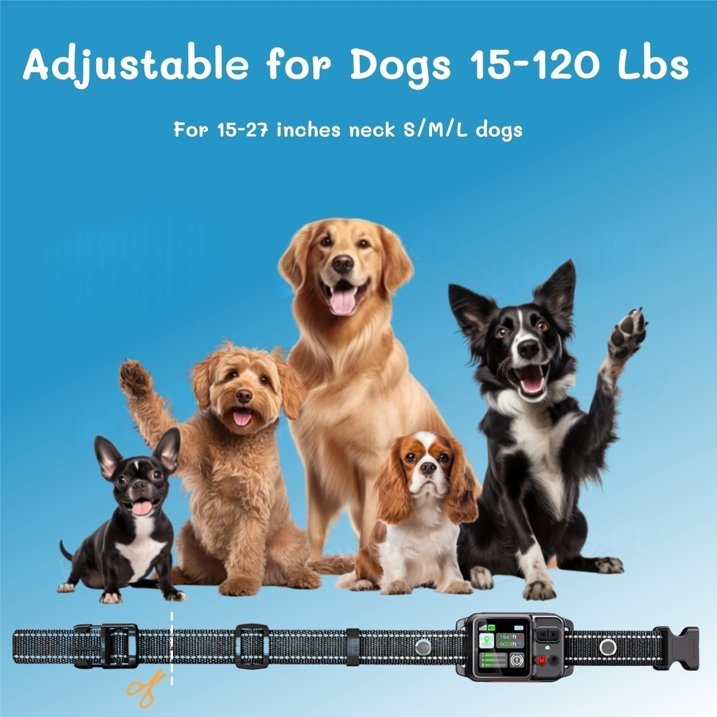 GPS Wireless Dog Fence System, Electric Fence for Dogs with Adjustable Warning Strength, Safe Zone Radius 49-6561Ft, IPX7 Waterproof Wireless Dog Collar