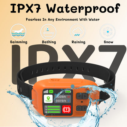 GPS Wireless Dog Fence System, Safe Zone Radius 49-6561Ft, IPX7 Waterproof Wireless Dog Collar, Electric Fence for Dogs with Adjustable Warning Strength Orange
