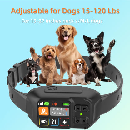 GPS Wireless Dog Fence System, Custom Polygon Boundary Electric Fence for Dogs with Adjustable Warning Strength, Safe Zone Radius 49-6561Ft, IPX7 Waterproof Invisible Fence