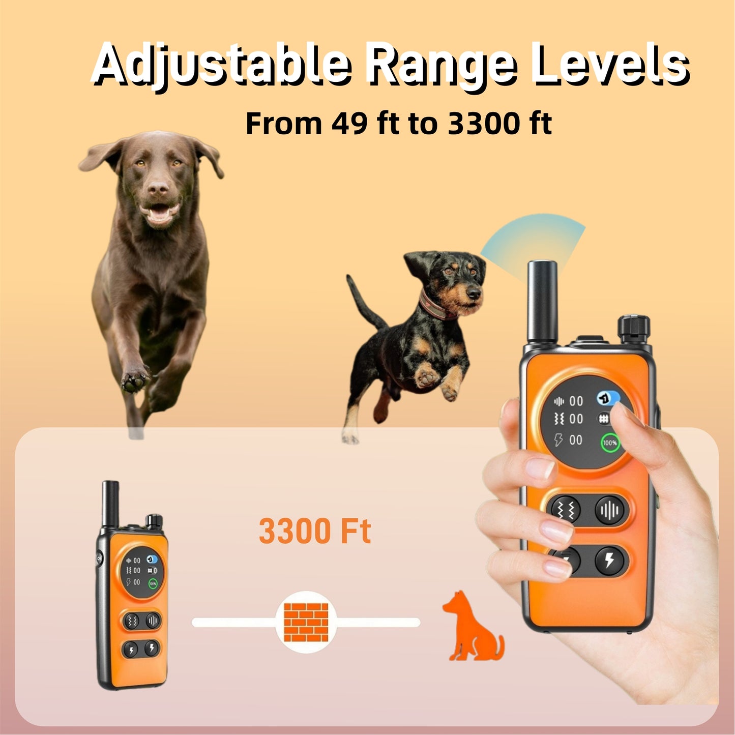 Wireless Dog Fence for 2 Dogs, Electric Dog Fence with 3 Training Modes, Dog Training Collar