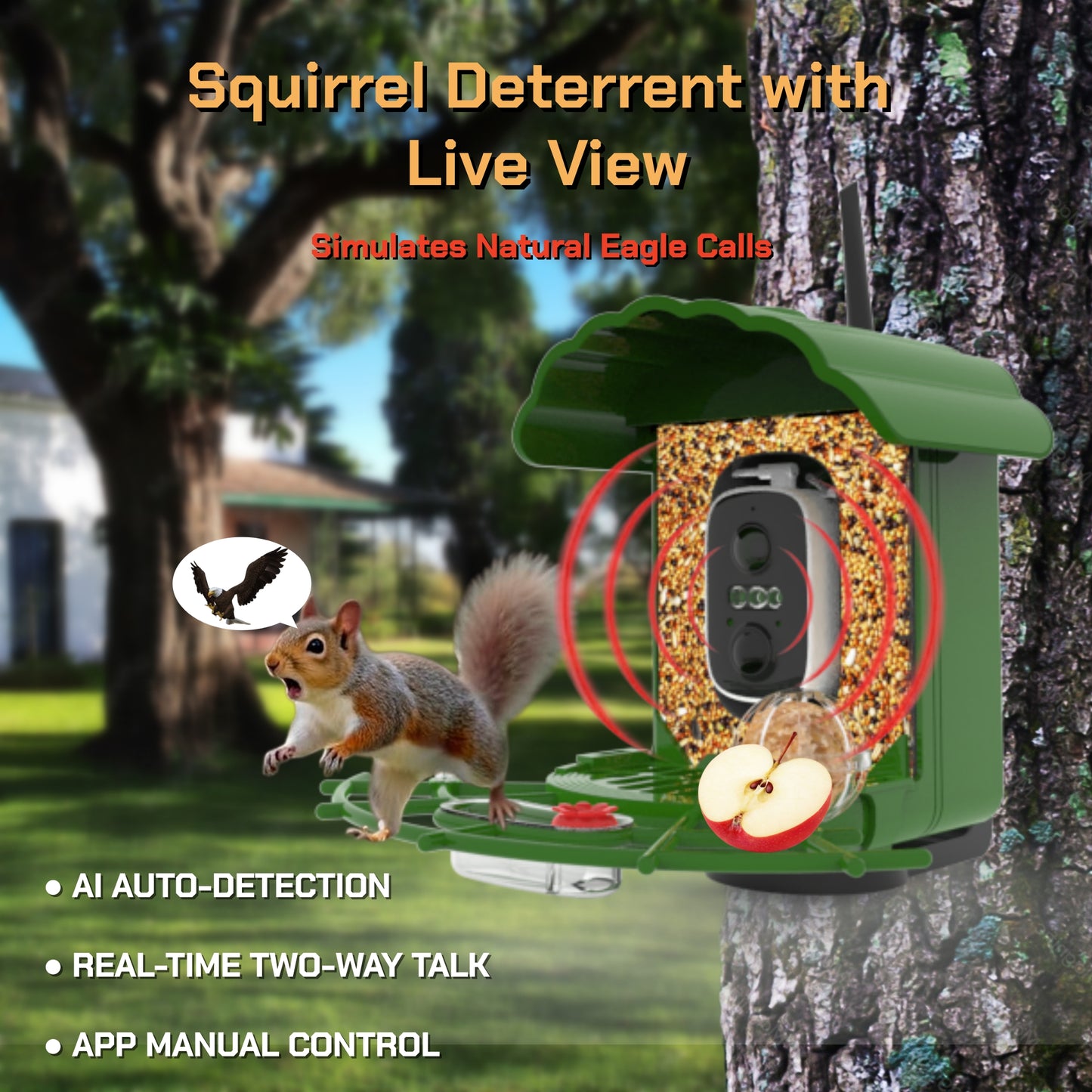 Smart Bird Feeder with Camera Solar-Powered, 1.5L Large Capacity, AI Bird Identification for 13,000+ Species, Auto Capture & Real-Time Notifications