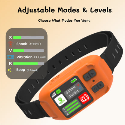 GPS Wireless Dog Fence System, Safe Zone Radius 49-6561Ft, IPX7 Waterproof Wireless Dog Collar, Electric Fence for Dogs with Adjustable Warning Strength Orange