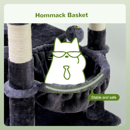 Cat Trees for Large Cats, Sturdy Cat Tree Multi-Level Large Cat Furniture Heavy Duty Cat Tower with 6 Scratching Posts, Hammock