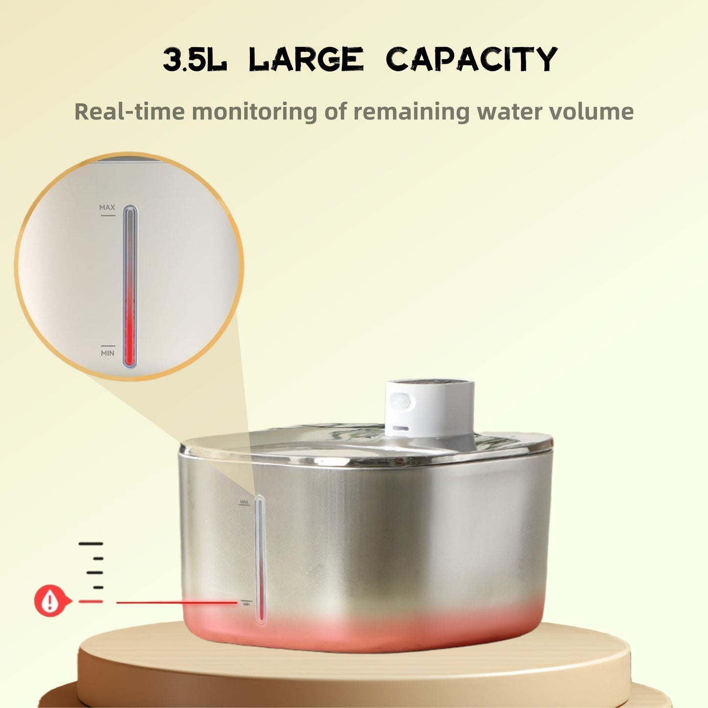 Stainless Steel Cat Water Fountain, 3.5L Automatic Pet Fountain Dog Water Dispenser with Replacement Filters & Silicone Mat, Gifts for Cats, Dogs