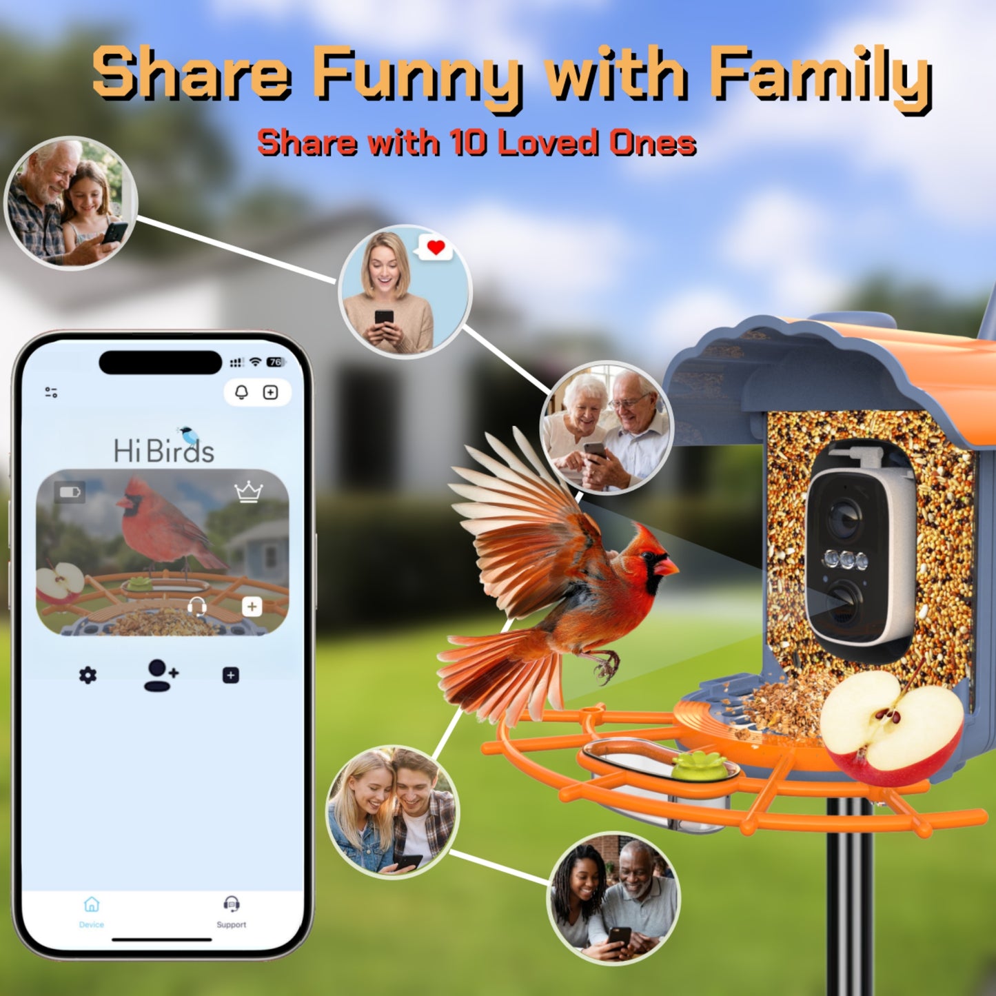 Smart Bird Feeder with Camera Solar-Powered, 1.5L Large Capacity, AI Bird Identification for 13,000+ Species, Auto Capture & Real-Time Notifications