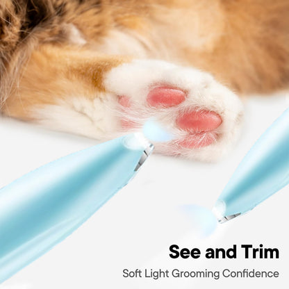 SAMFAT Pet Paw Clippers with LED Lights Rechargeable Pet Grooming Kit Paw Trimmer for Dog and Cat Face Paws Eyes Ears