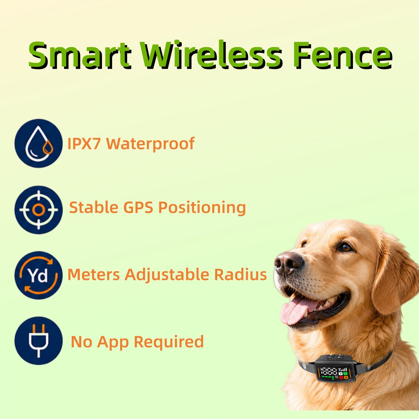 GPS Wireless Dog Fence System, Electric Fence for Dogs, Waterproof Waterproof Wireless Dog Collar