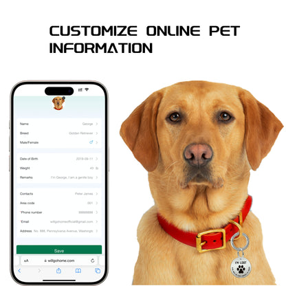 QR Code Pet ID Tags - Stainless Steel Dog Tags and Cat Tags, Modifiable Online Pet Profile, Scan QR Receive Instant Pet Location Alert Email