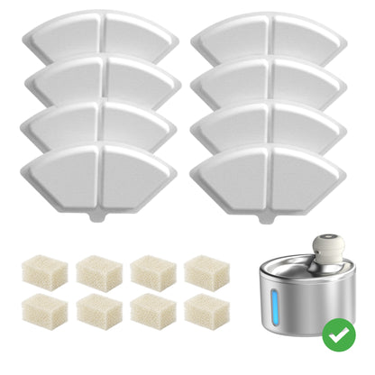 Pet Water Fountain Filters, 8 Pack Replacement Filters & Sponges for SAMFAT 3.5L/118 oz Cat Dog Water Fountain