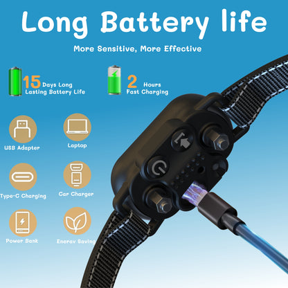 Smart Dog Bark Collar, AI-Powered Bark Detection Collar with 5 Modes & 5 Adjustable Sensitivity & Bark Counter, Waterproof Automatic Shock Collar for Small Medium Large Dogs 8-120lbs