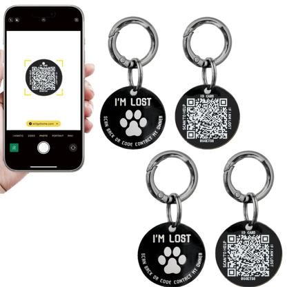 QR Code Smart Dog Tag with Customized Pet Profile & Location Alert – Stainless Steel Personalized Cat Name Tags (2 Packs)