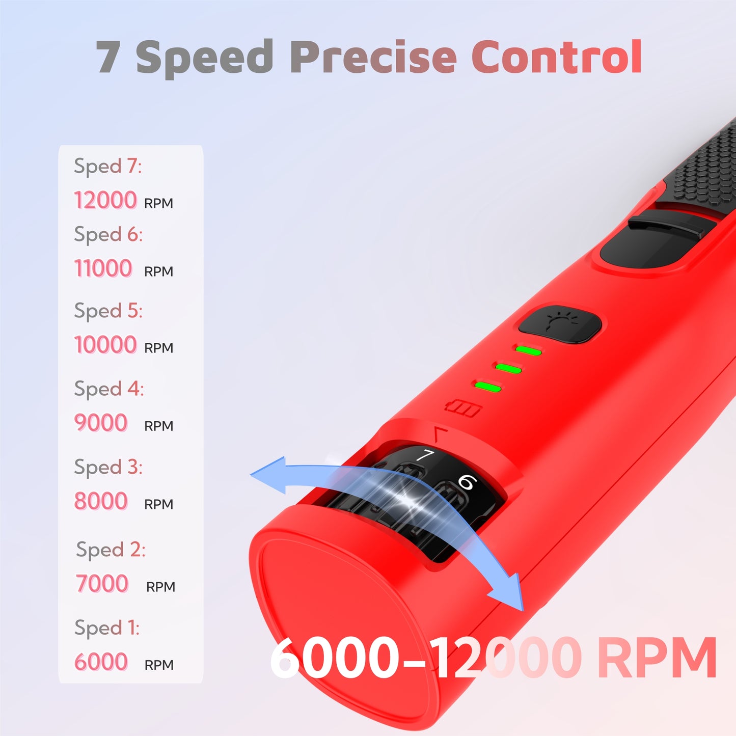 7-Speed Dog Nail Grinder - Pet Nail Trimmers with LED Lights for Large Medium Small Dogs Rechargeable Electric Cat Nail Grinder with Dust Cap Professional 3 Ports