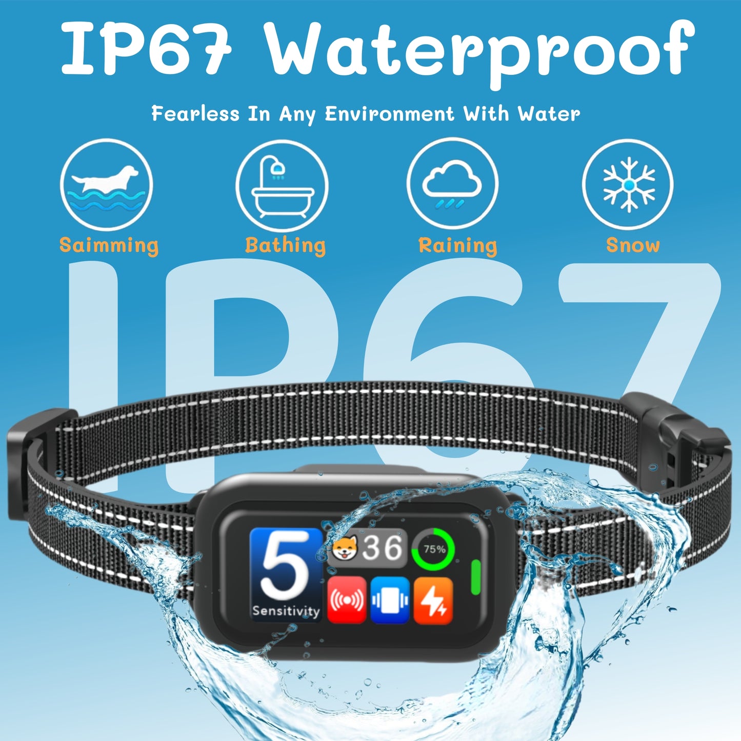 Smart Dog Bark Collar 2Pack, AI-Powered Bark Detection Collar, Waterproof Automatic Shock Collar for Small Medium Large Dogs 8-120lbs