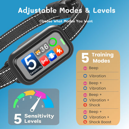 Smart Dog Bark Collar 2Pack, AI-Powered Bark Detection Collar, Waterproof Automatic Shock Collar for Small Medium Large Dogs 8-120lbs