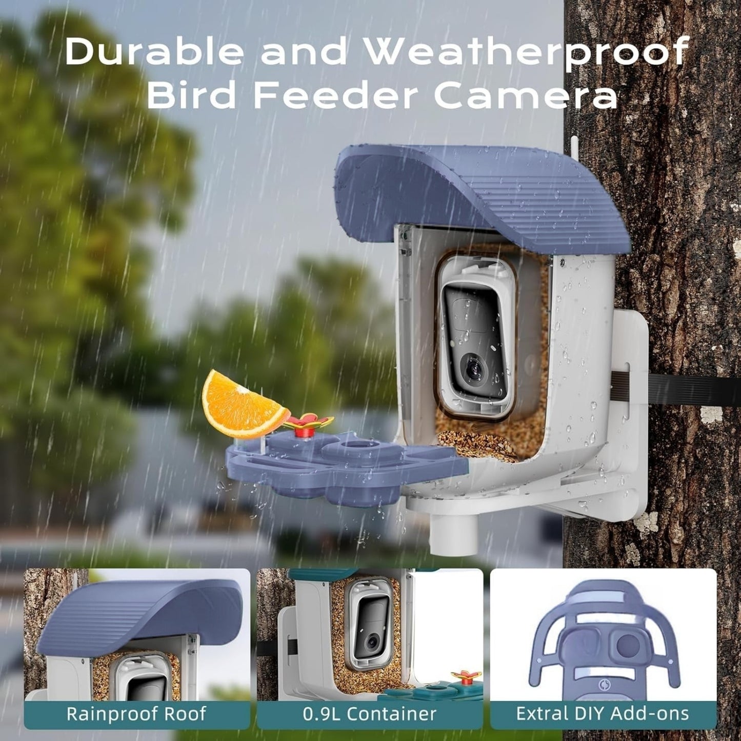Smart Bird Feeder with Camera, Solar Powered Bird Feeder Camera with AI Bird Identification,  2.5K HD Video Bird House with Camera, Weatherproof Design Ideal Present for Bird Lover