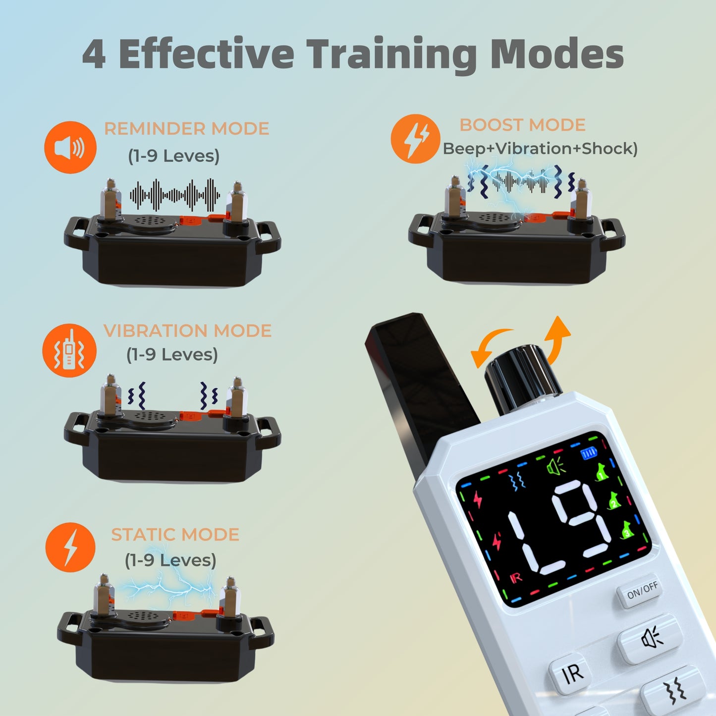 Dog Trining Collar (8-120lbs) - Shock Collar for Dogs with 3 Correction Modes Rechargeable for Small Medium Large Dogs
