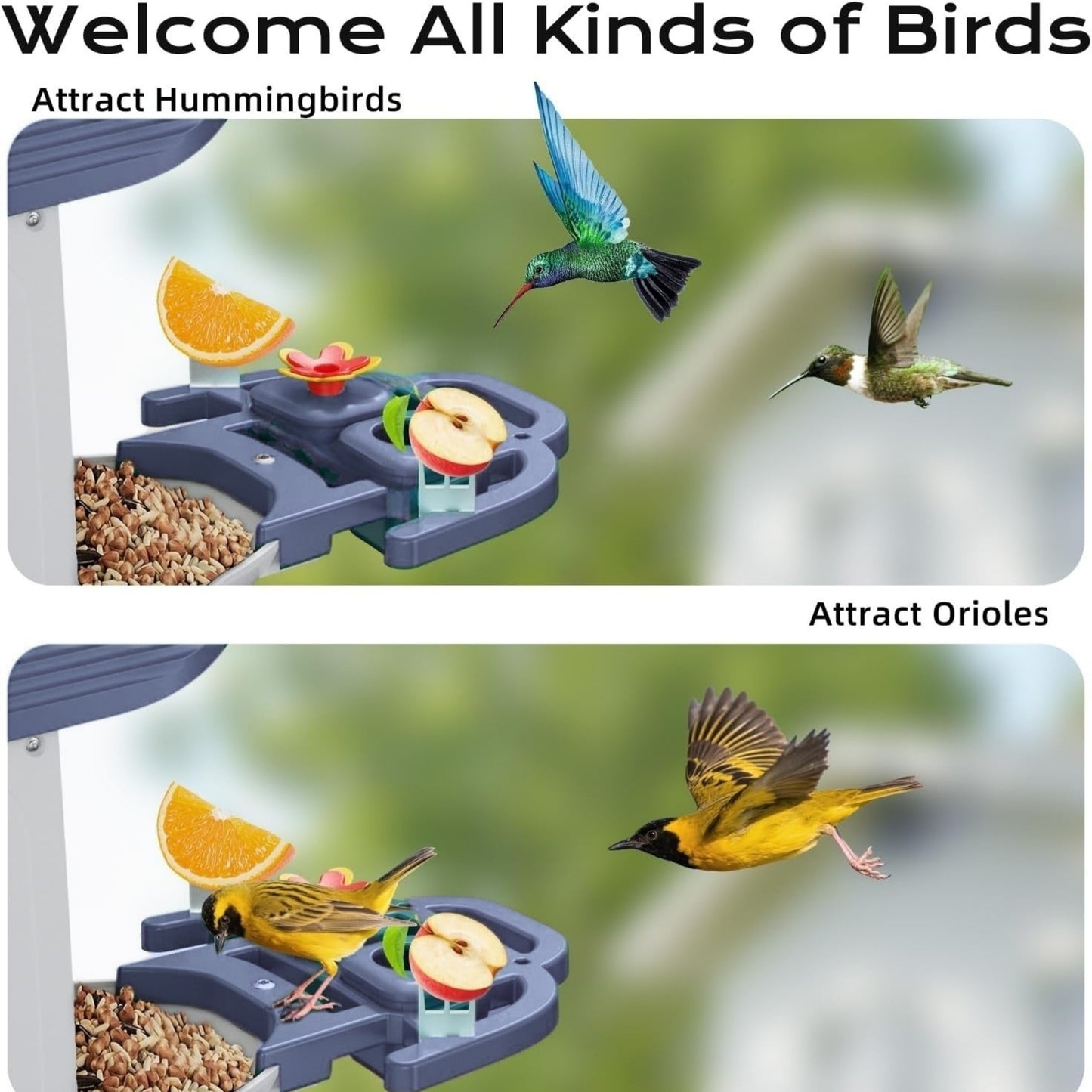 Smart Bird Feeder with Camera, Solar Powered Bird Feeder Camera with AI Bird Identification,  2.5K HD Video Bird House with Camera, Weatherproof Design Ideal Present for Bird Lover