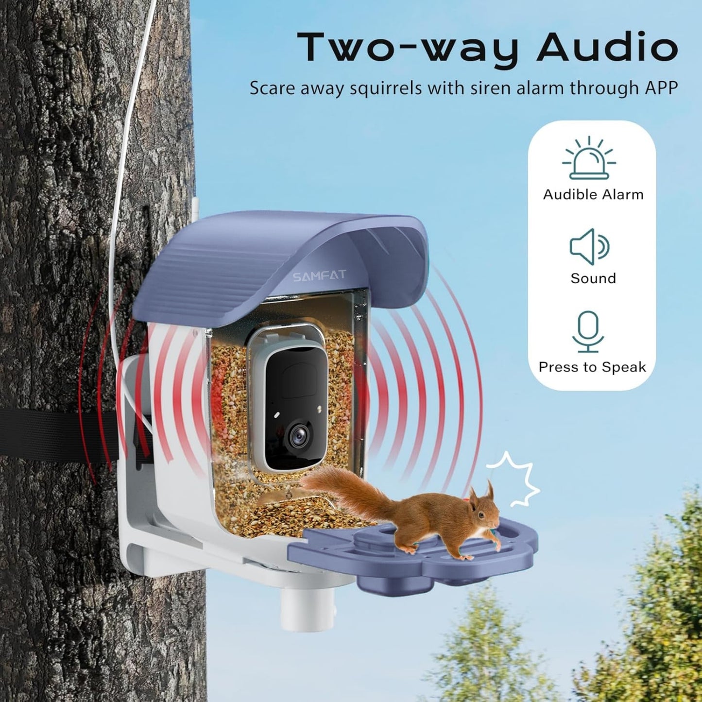 Smart Bird Feeder with Camera, Solar Powered Bird Feeder Camera with AI Bird Identification,  2.5K HD Video Bird House with Camera, Weatherproof Design Ideal Present for Bird Lover