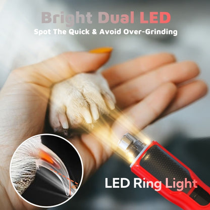 7-Speed Dog Nail Grinder - Pet Nail Trimmers with LED Lights for Large Medium Small Dogs Rechargeable Electric Cat Nail Grinder with Dust Cap Professional 3 Ports