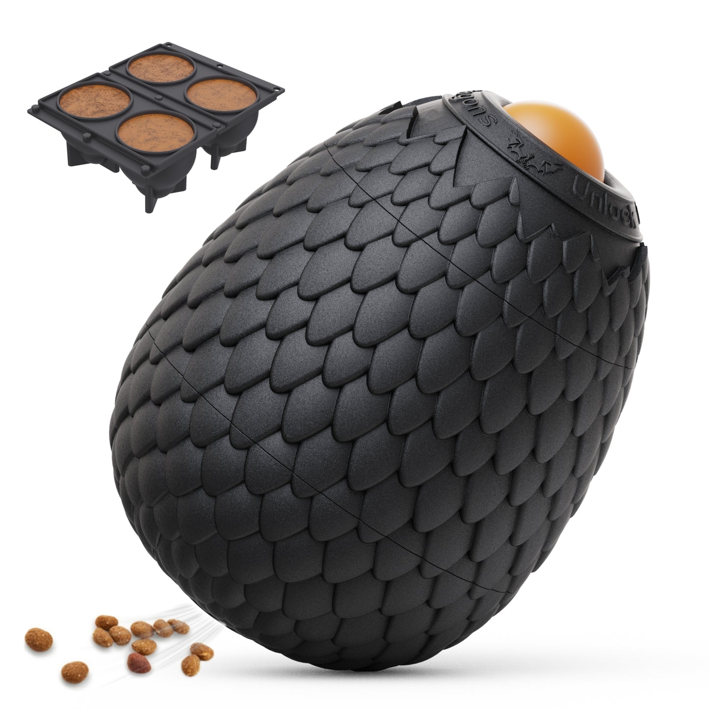 Treat Dispensing Dog Chew Toy – Freezable Fillable Rubber Enrichment Lick Toy with Dragon Egg Design, Long-Lasting Interactive Puzzle Toy for Dogs to Keep Them Busy (Red)