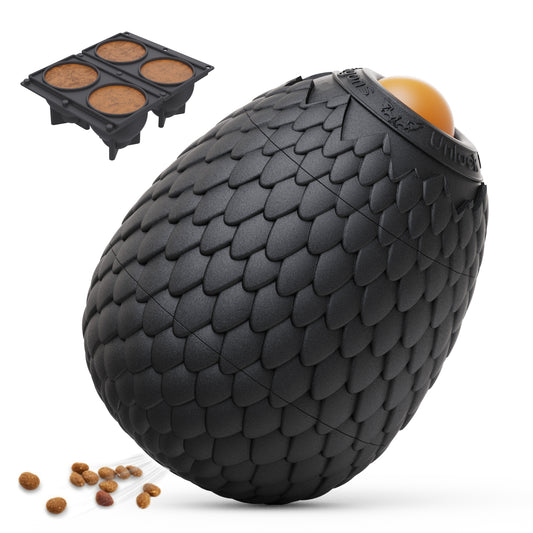 Treat Dispensing Dog Chew Toy – Freezable Fillable Rubber Enrichment Lick Toy with Dragon Egg Design, Long-Lasting Interactive Puzzle Toy for Dogs to Keep Them Busy (Red)