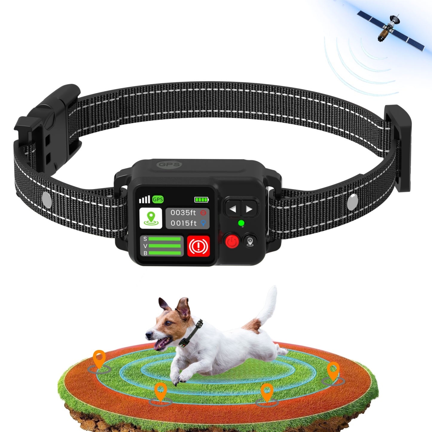 GPS Wireless Dog Fence System, Electric Fence for Dogs with Adjustable Warning Strength, Safe Zone Radius 49-6561Ft, IPX7 Waterproof Wireless Dog Collar