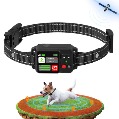 GPS Wireless Dog Fence System, Electric Fence for Dogs with Adjustable Warning Strength, Safe Zone Radius 49-6561Ft, IPX7 Waterproof Wireless Dog Collar