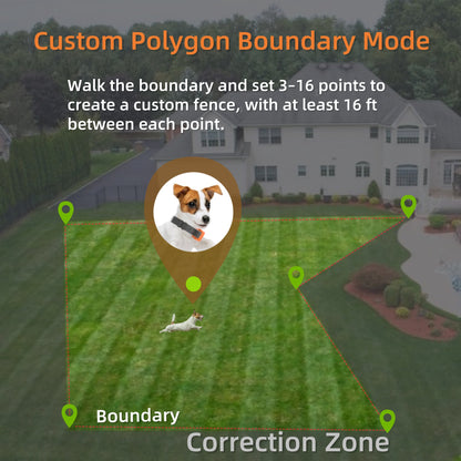 GPS Wireless Dog Fence System, Safe Zone Radius 49-6561Ft, IPX7 Waterproof Wireless Dog Collar, Electric Fence for Dogs with Adjustable Warning Strength Orange