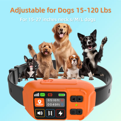 GPS Wireless Dog Fence System, Safe Zone Radius 49-6561Ft, IPX7 Waterproof Wireless Dog Collar, Electric Fence for Dogs with Adjustable Warning Strength Orange