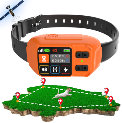 GPS Wireless Dog Fence System, Safe Zone Radius 49-6561Ft, IPX7 Waterproof Wireless Dog Collar, Electric Fence for Dogs with Adjustable Warning Strength Orange