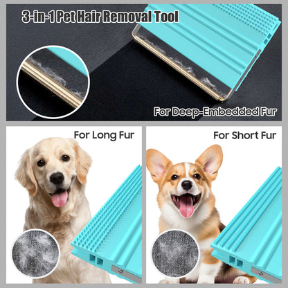 SAMFAT Pet Hair Removal Tool - Dog Hair Remover for Carpets, Couch, Car Interior, Dog Bed, Cat Mats, Reusable Cleaning Lint Brushes, Portable Carpet Scraper