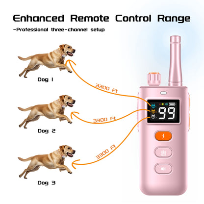 SAMFAT Dog Training Collars with Remote - 3300 Ft Dog Shock Collar with 3 Modes Reminder Vibration Static IPX7 Waterproof Night Light Rechargeable E Collars for Large Medium Small Dogs